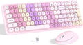 Colorful Wireless Keyboard Mouse Combo - Gradient Rainbow Clicky Set
