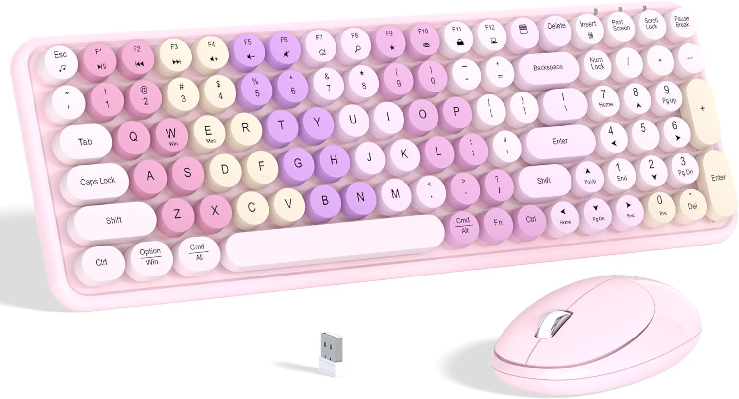 Colorful Wireless Keyboard Mouse Combo for Vibrant Workspaces