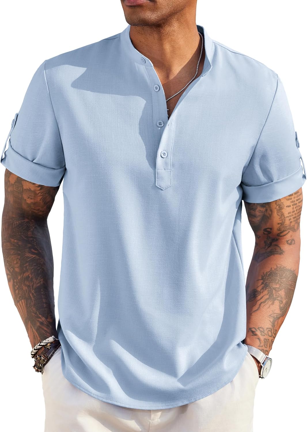COOFANDY Men's Casual Henley Shirt for Summer Beach Style