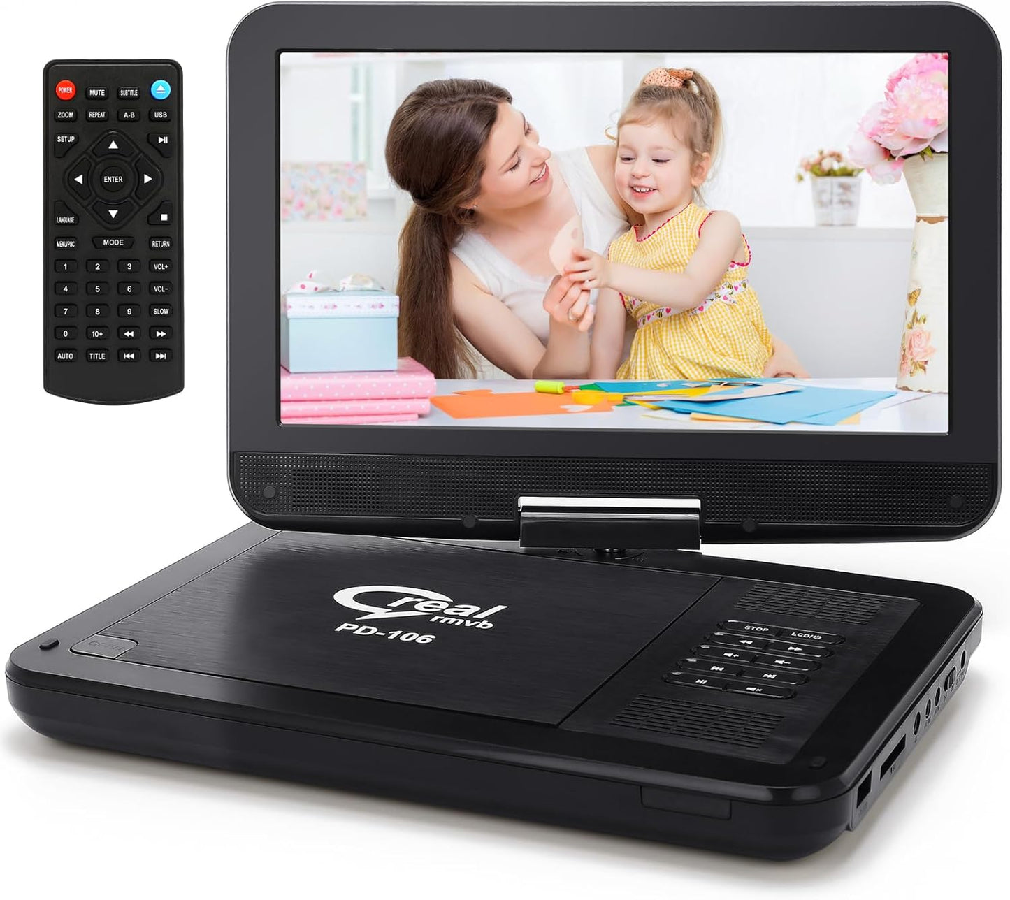 12.5in Portable DVD Player for Kids with Swivel Screen and More