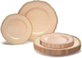 Rochelle Antique Rose & Gold 240-Pack Disposable Plates - Elegant