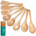 Kitchen 8-Piece Beech Wood Utensil Set - Durable Wooden Cooking Tools