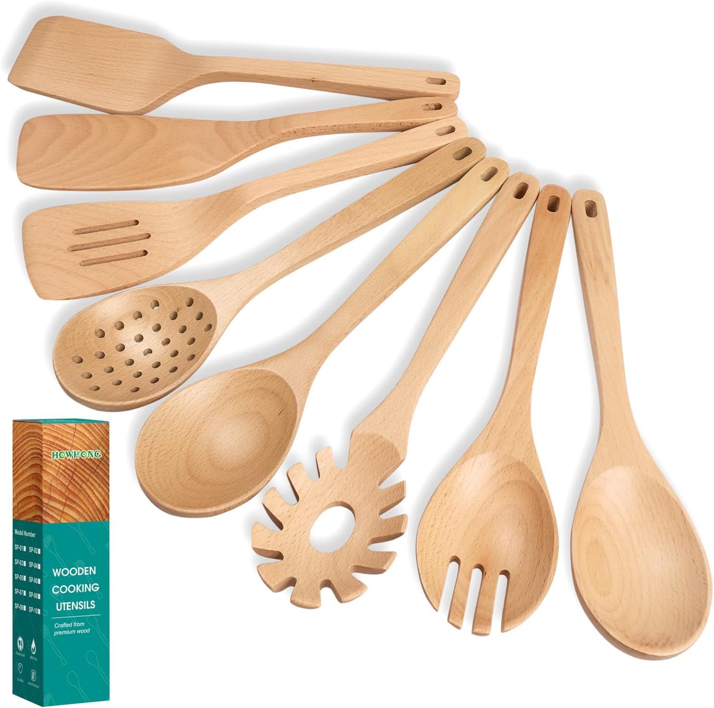 Beech Wood Kitchen Utensil Set for Durable Cooking Tools