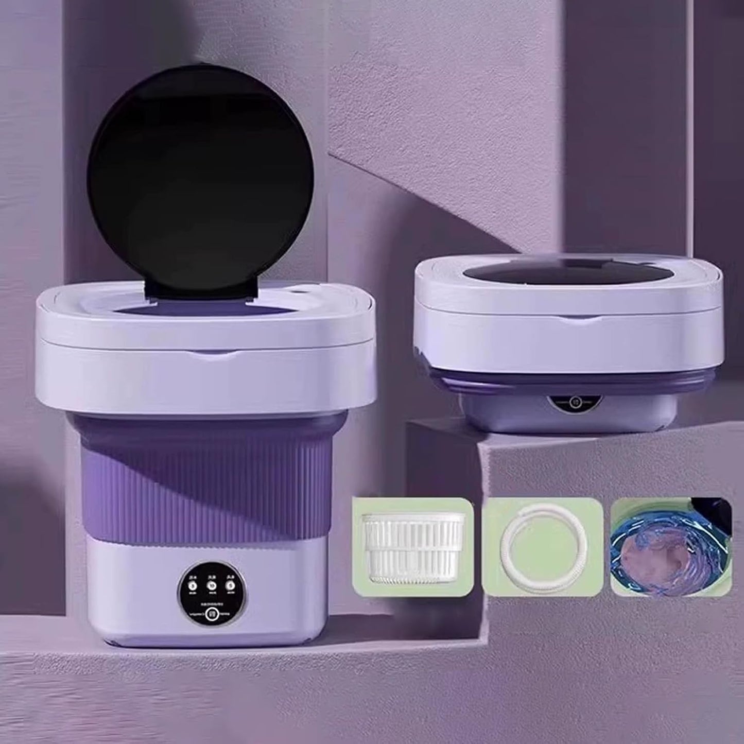 Compact 2-in-1 Mini Washer: Gentle Cleaning for Small Loads