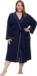 Womens Cotton Kimono Robe - Lightweight Soft Long Spa Robe