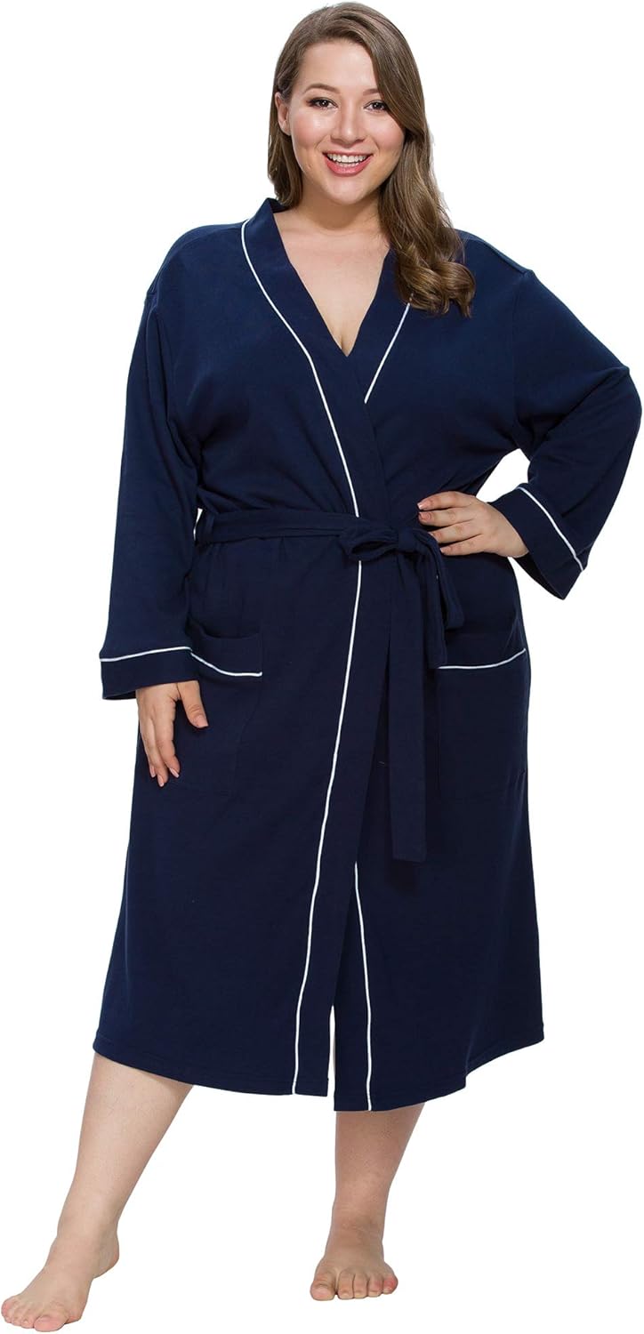 Soft Kimono Spa Knit Long Bathrobe for Women - Lightweight Comfort