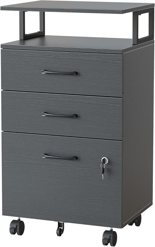 FEZIBO 3-Drawer Rolling File Cabinet | Secure Storage
