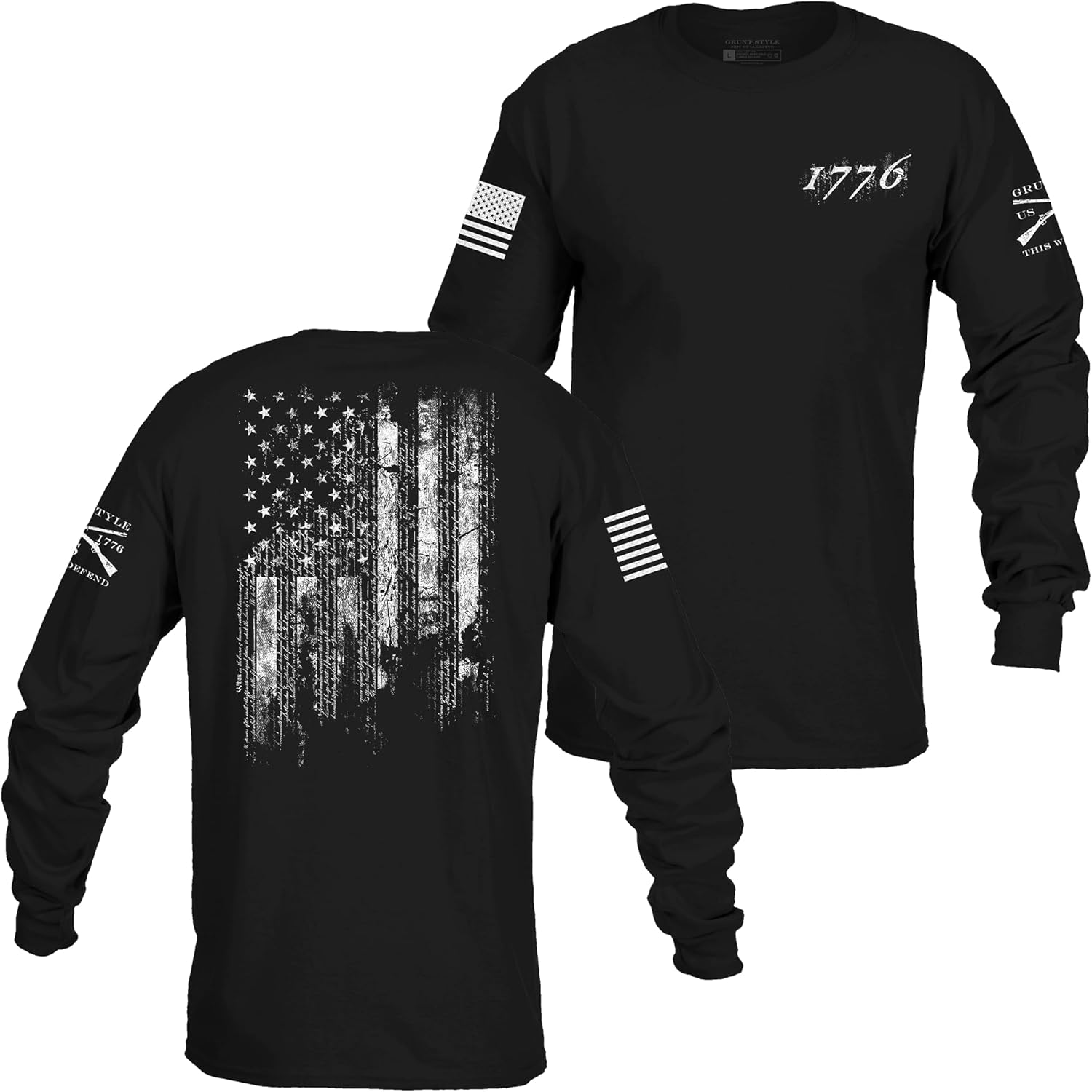 Grunt Style 1776 Flag Long Sleeve Men's T-Shirt for Comfort