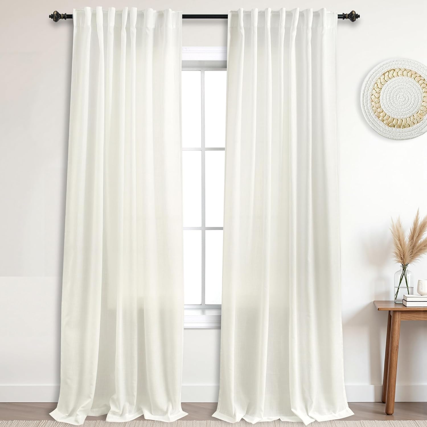 KOUFALL Extra Long 108 Inch Curtains for Farmhouse Living Room
