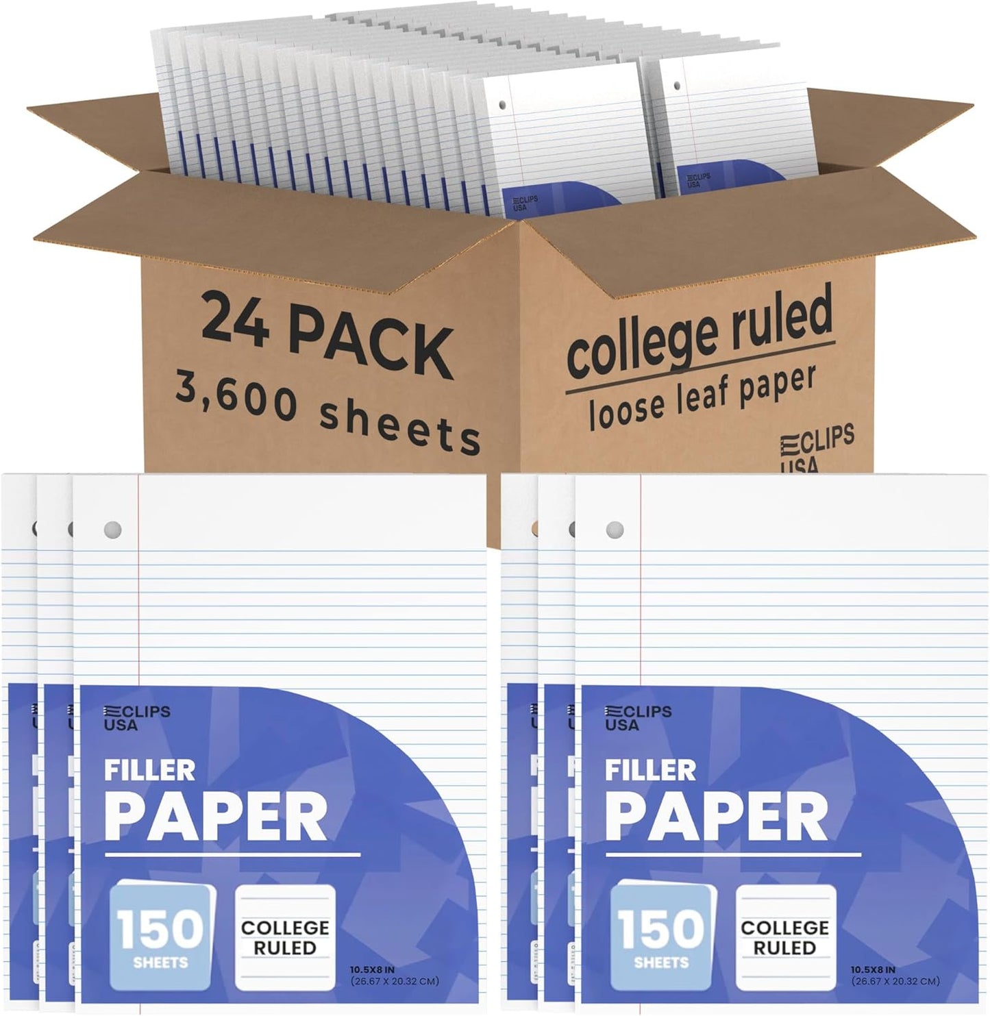 Notebook Paper Loose Leaf College Ruled 10.5 x 8 Filler Paper