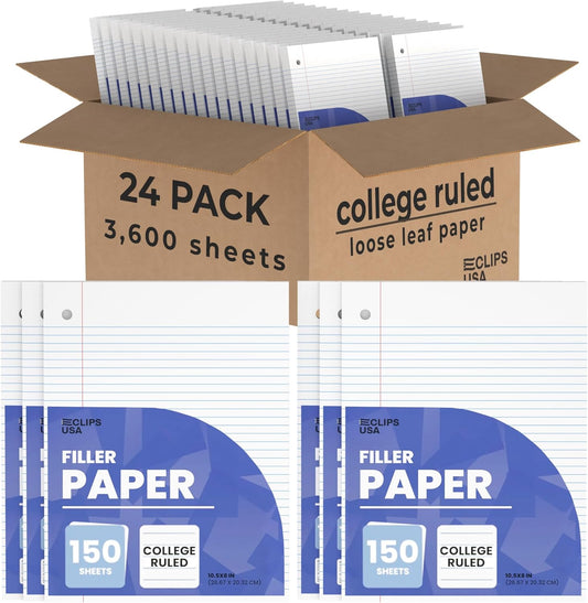 Notebook Paper Loose Leaf College Ruled 10.5 x 8 Filler Paper