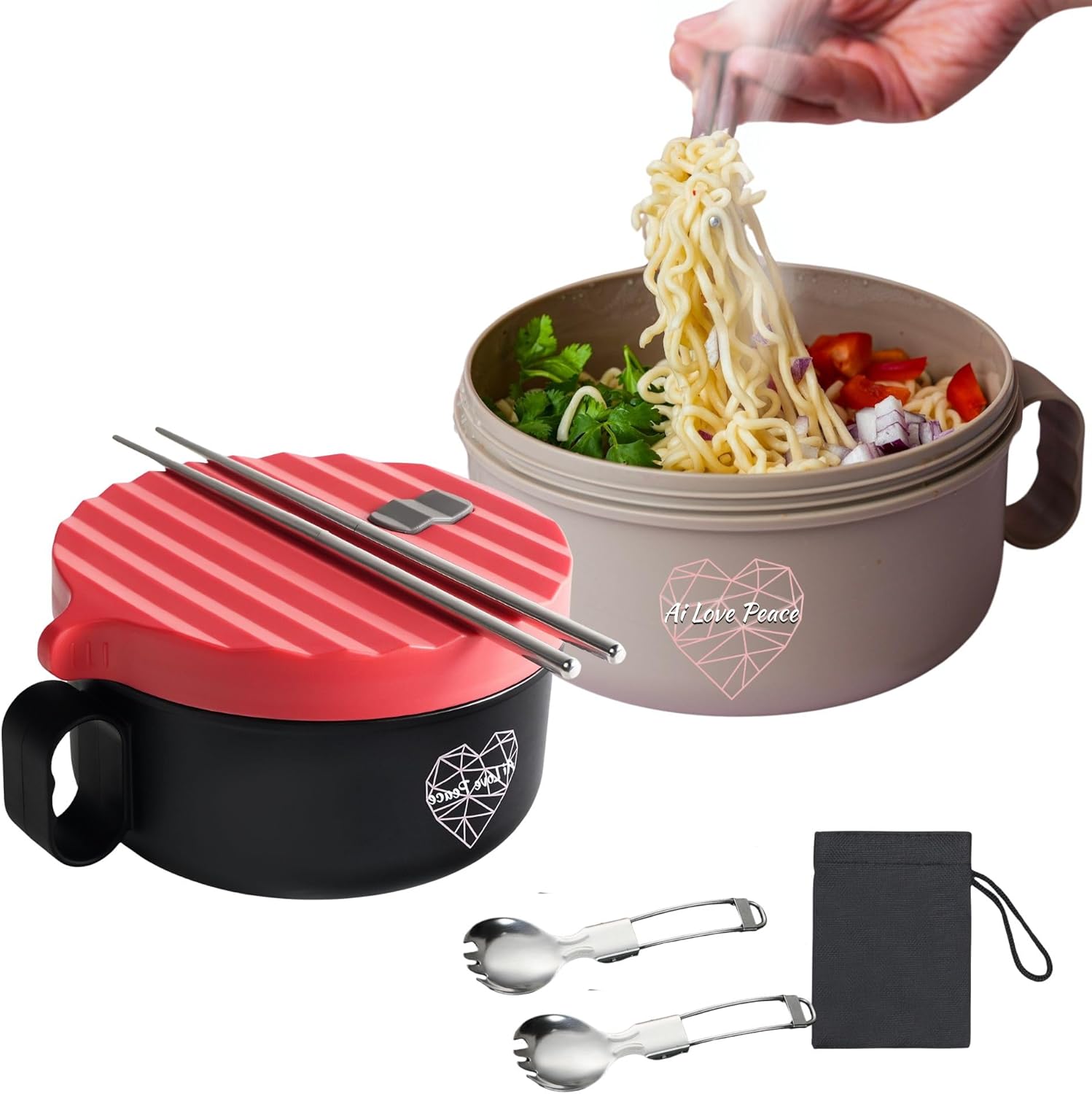 Microwave Ramen Bowl for Quick and Easy Noodles - BPA Free