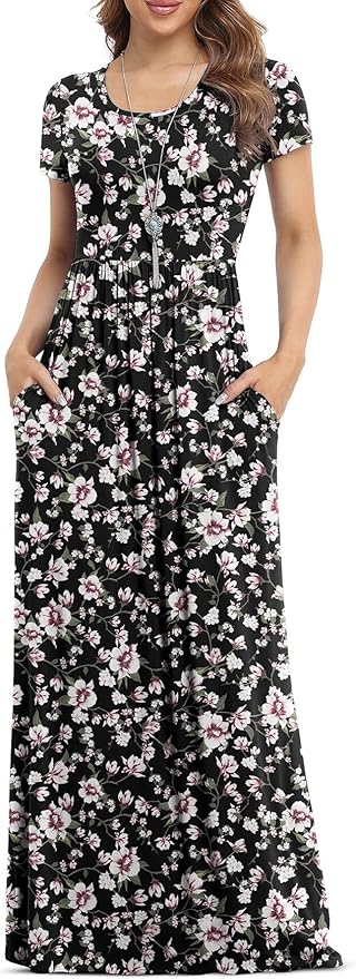 VIISHOW Women Short Sleeve Casual Maxi Dresses with Pockets