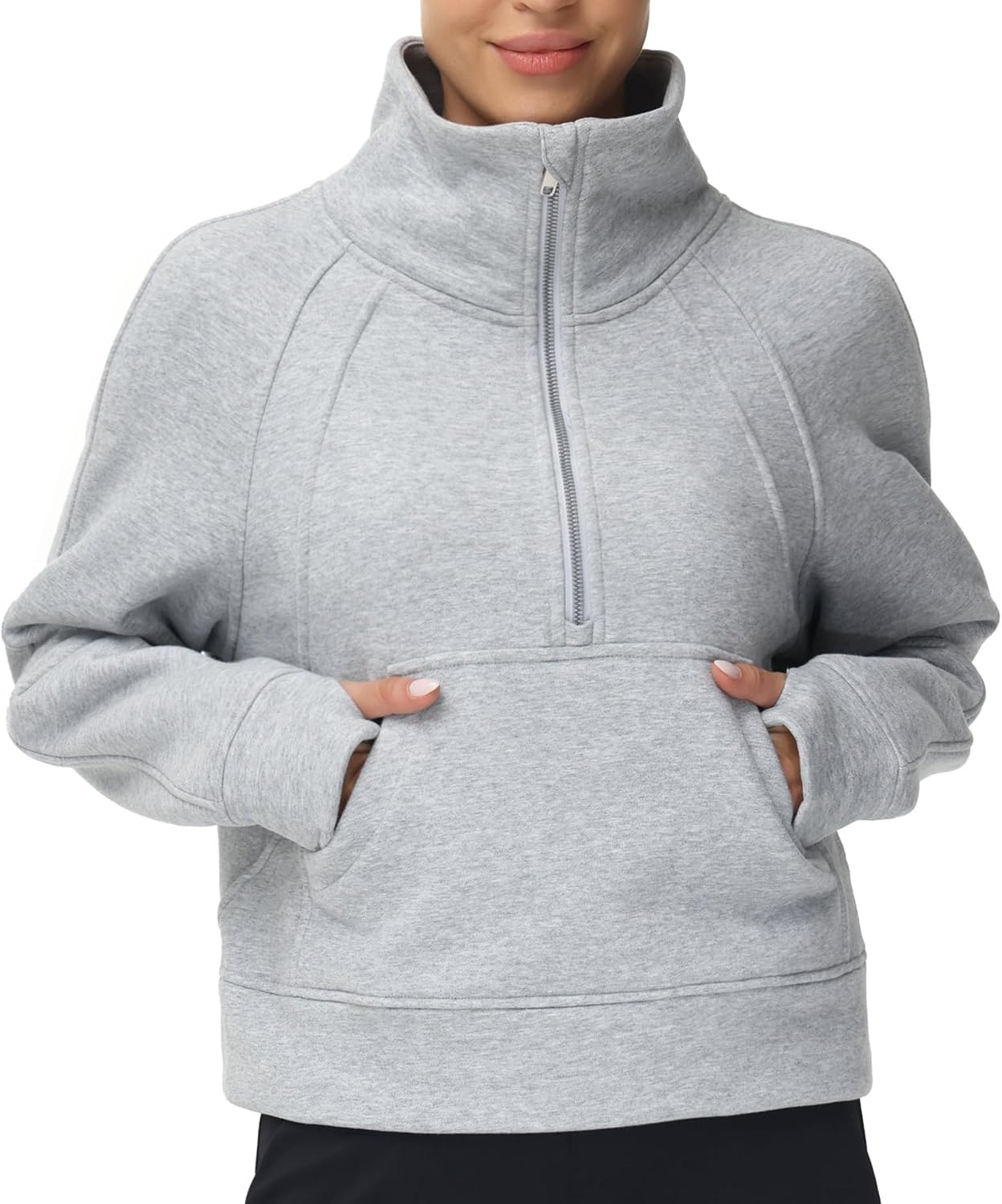 Womens' Half Zip Pullover Fleece Sweatshirt with Pockets