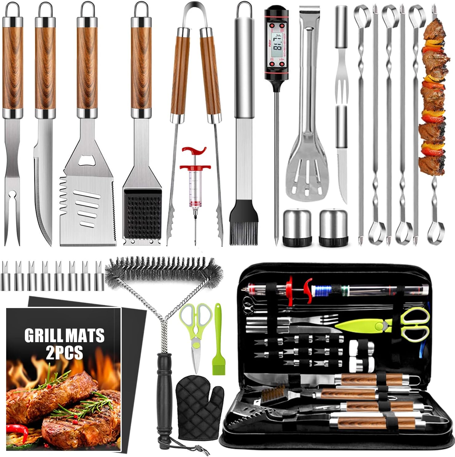 34Pcs Grill Accessories Set for Men and Women - BBQ Tools