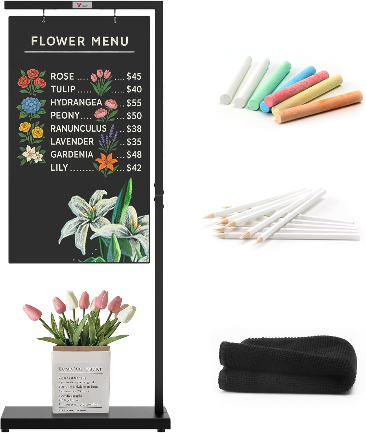 Large Chalkboard Sign 20 x 47 Inch for Cafes and Events