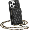 LAMEEKU iPhone 16 Pro Case Wallet with Card Holder - RFID Wrist Strap