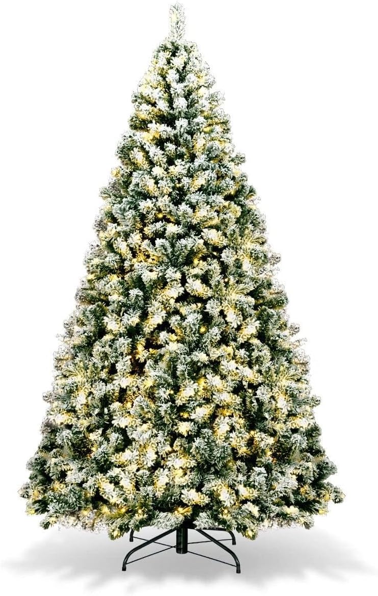 HAPPYGRILL 7.5FT Pre-lit Artificial Christmas Tree for Festivities