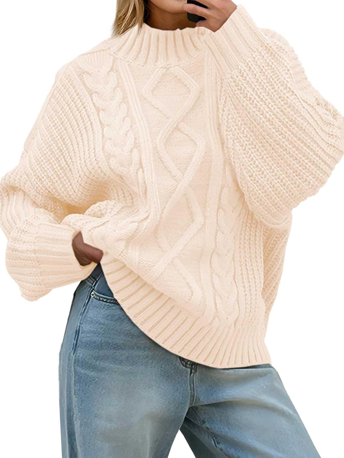 Saodimallsu Womens Oversized Cable Knit Sweaters for Fall