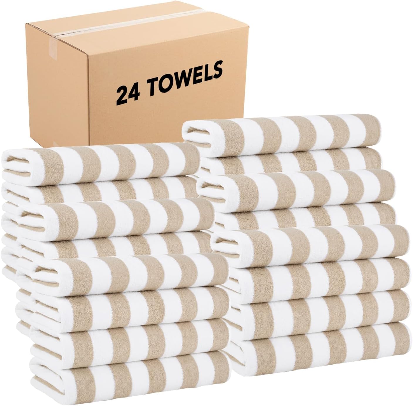 California Cabana Stripe Beach Towel Set - 24 Large Towels