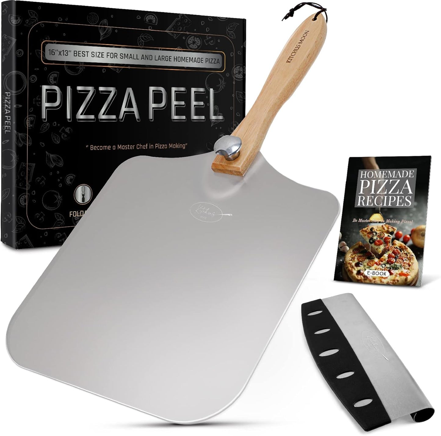 12 inch Pizza Peel with Stainless Steel Cutter for Perfect Pizzas
