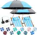 2 Pack Beach Umbrella with 360 Clamp - UPF50+ Shade for Chairs