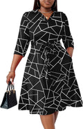 FANDEE Plus Size Midi Dress for Women - Flattering V Neck Cocktail
