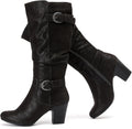 Women's Slouchy Knee High Boots with Chunky Heel and Pointed Toe Shoes