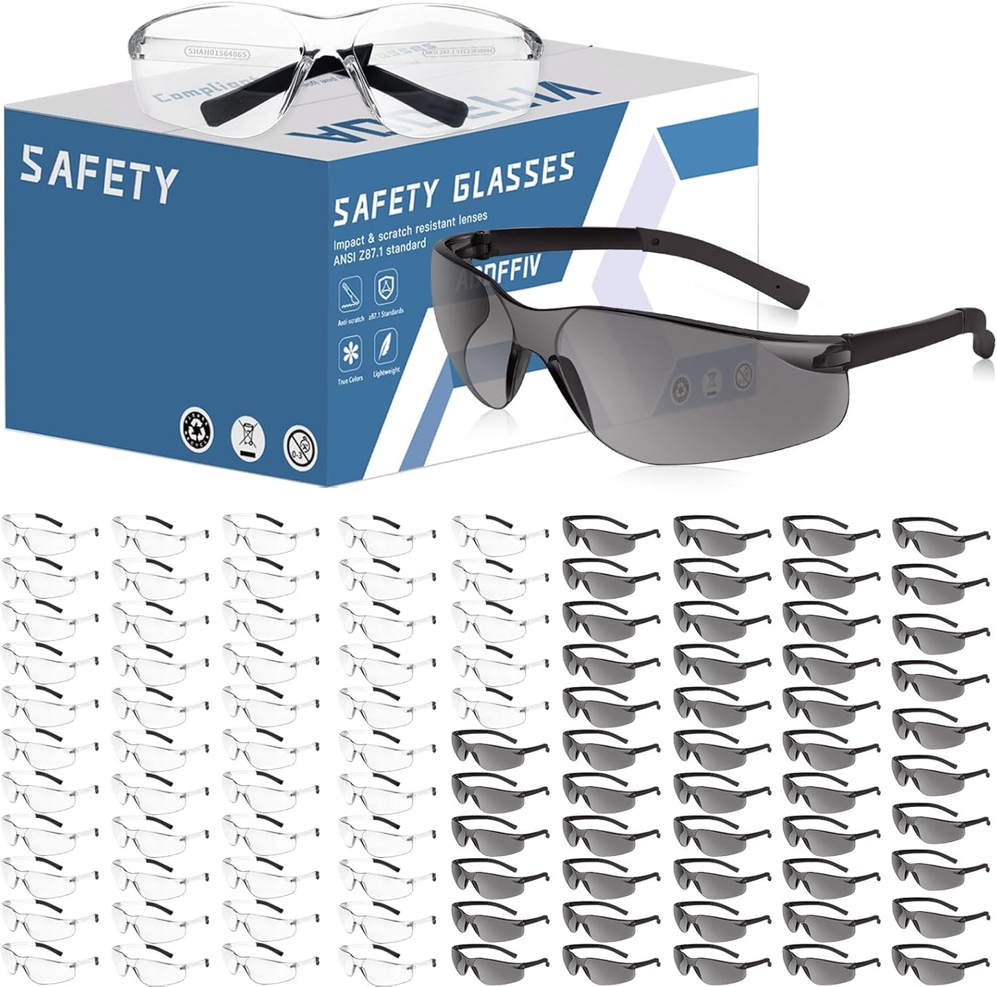 Safety Glasses Bulk of 100 for Construction and Laboratory Use