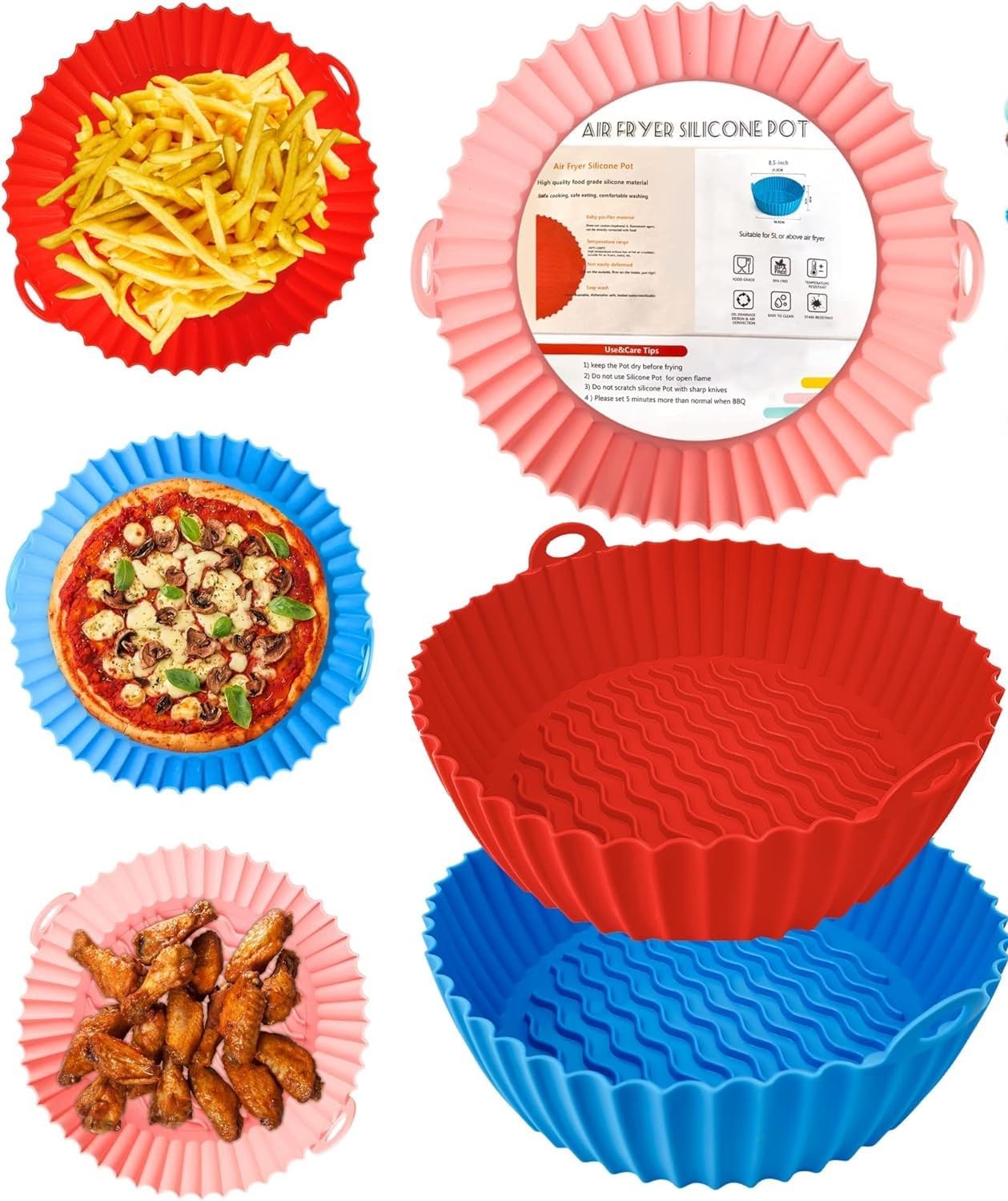 JETSNET 3-Pack Silicone Air Fryer Liners - Reusable & Heat Resistant