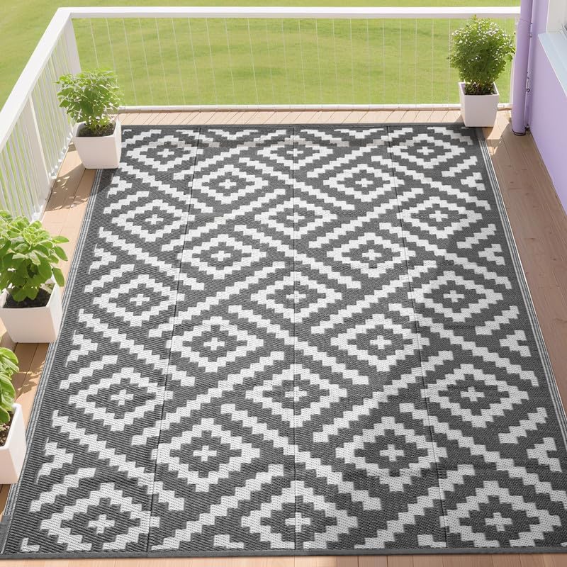 RURALITY Outdoor Rugs 8x10 Feet for Patios Waterproof Mats