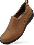 Women's Leather Slip-On Loafers - Supportive Memory Foam Comfort