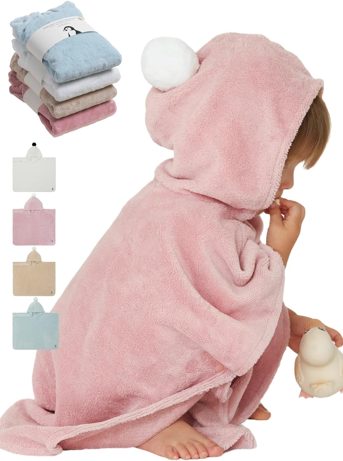 Konny Baby Hooded Towel: Ultra Soft Rayon Cotton Poncho