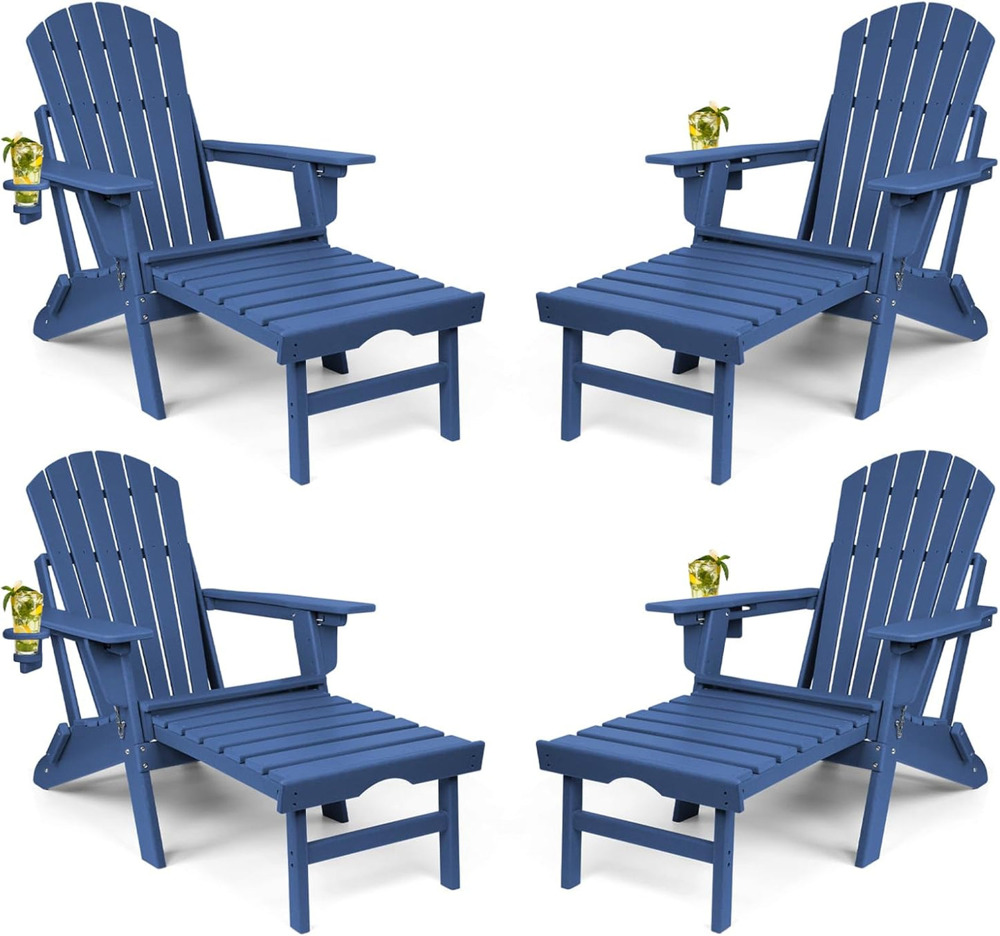 Adjustable Folding Adirondack Chairs Set of 4 with Ottoman
