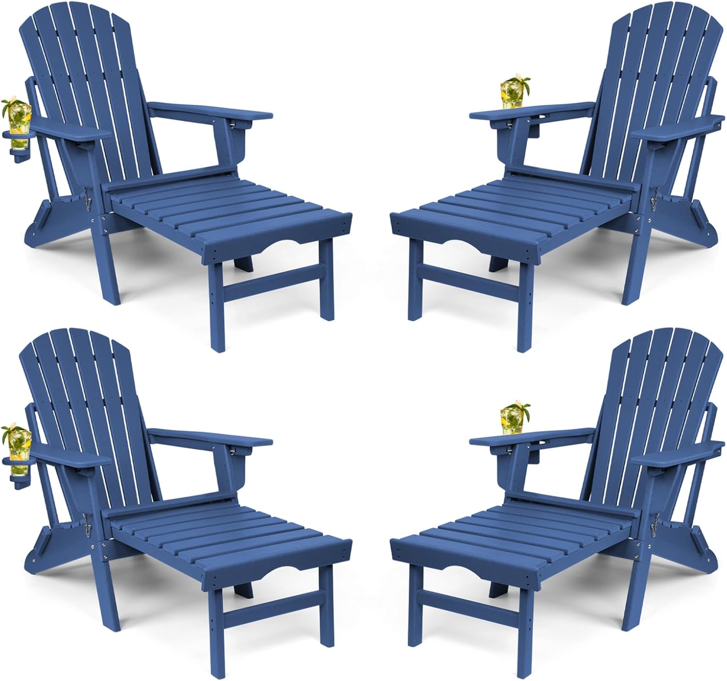 Adjustable Folding Adirondack Chairs Set of 4 with Ottoman