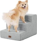 Dog Stairs for Small Dogs - Extra Wide 3-Step Foam Pet Steps