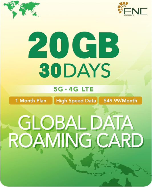 International SIM Card for 30 Days with 20GB High-Speed Data
