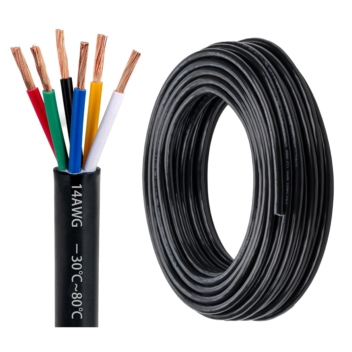 Lesnlok 14 Gauge 6 Conductor Electrical Wire for Heavy Duty Use