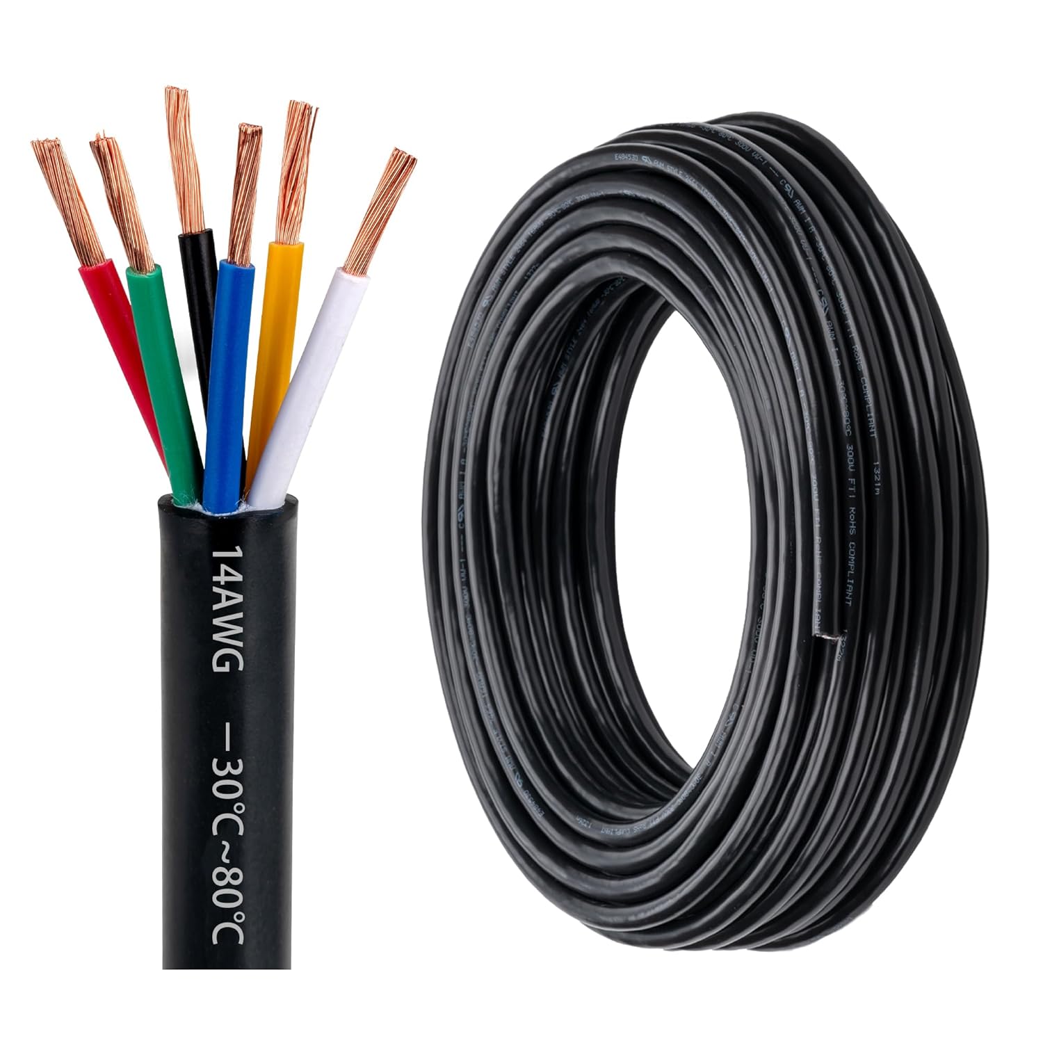 Lesnlok 14 Gauge 6 Conductor Electrical Wire for Heavy Duty Use