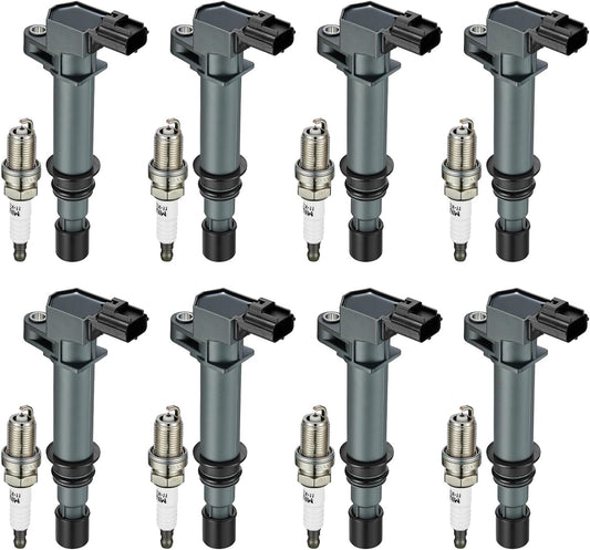 Set of 8 Ignition Coil Pack UF270 and Spark Plugs for Dodge