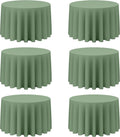 Sage Green 108 in Round Tablecloths 6 Pack - Reusable Elegant Covers