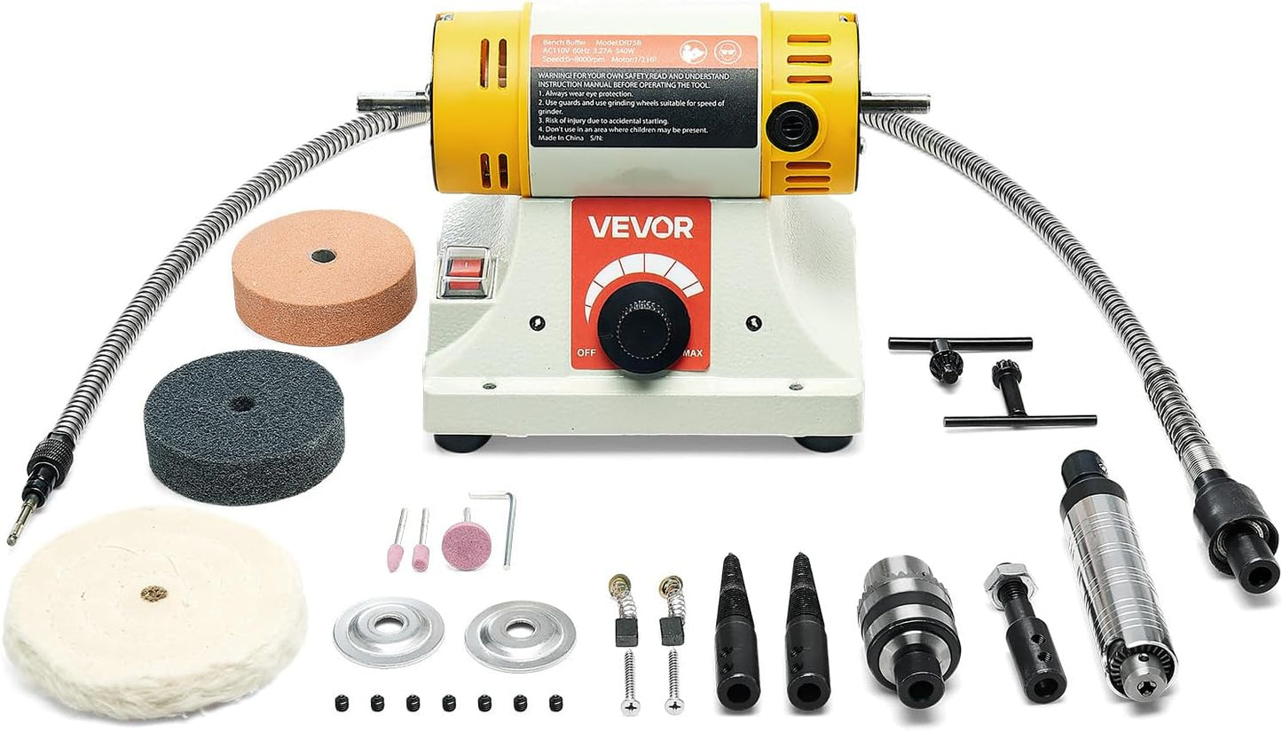 VEVOR Bench Buffer Polisher for Metal, Jewelry, and Wood