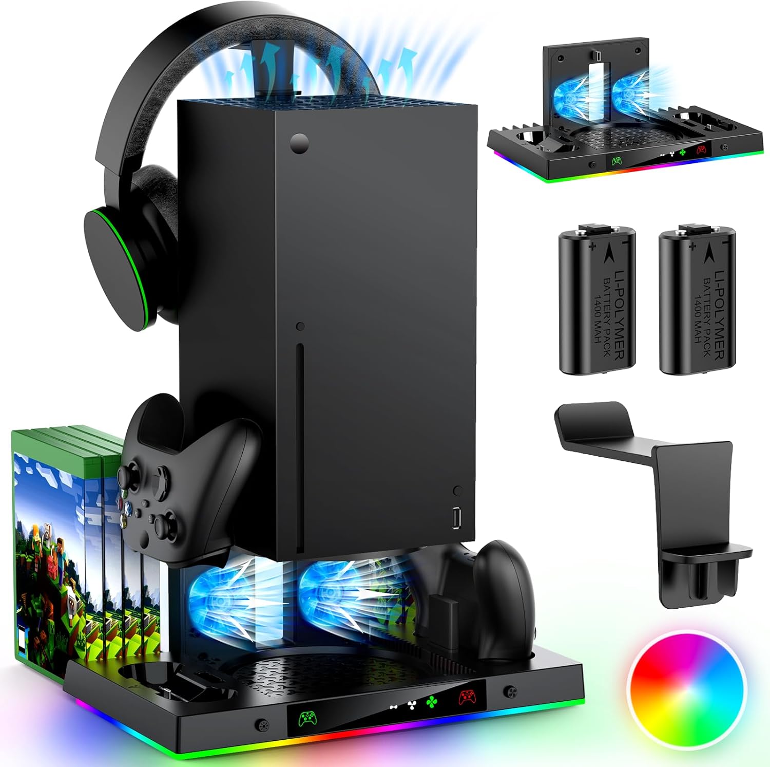 Upgrade Cooling Fan and Dual Charging Stand for Xbox Series X