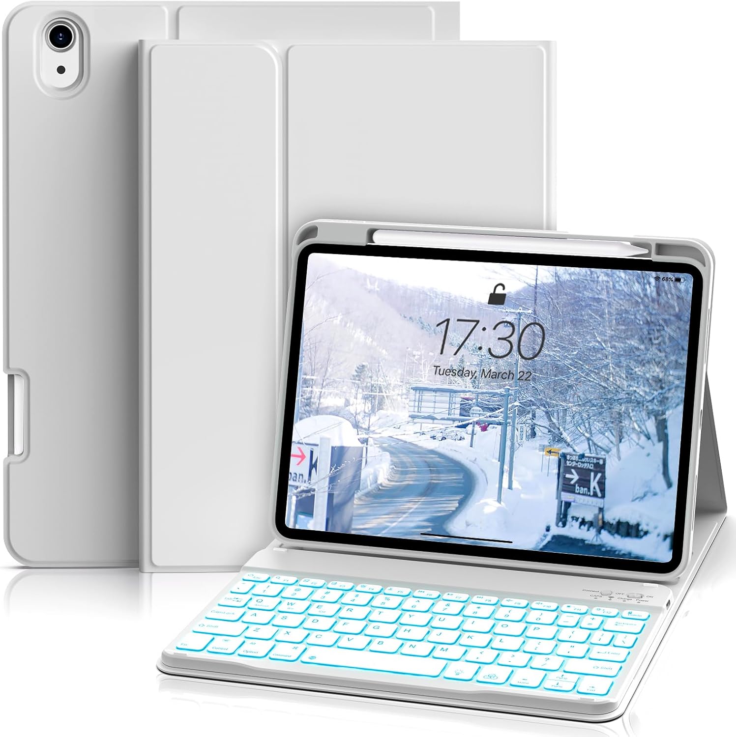 11/10.9 iPad Keyboard Case: 7 Colors Backlit, Pencil Holder