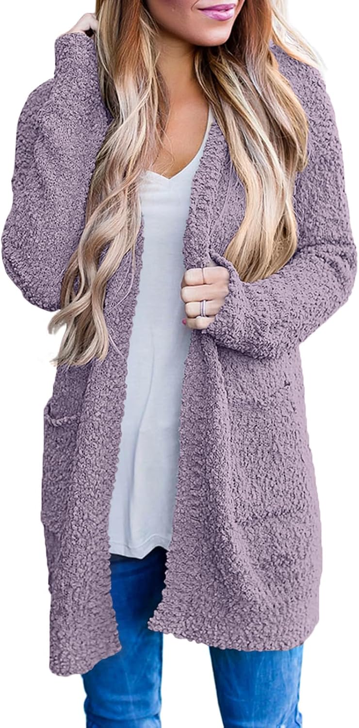 MEROKEETY Women's Long Sleeve Soft Chunky Knit Sweater Cardigan