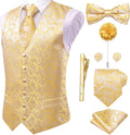 Stylish Hi-Tie Silk Suit Vest with Matching Tie and Bowtie for Men