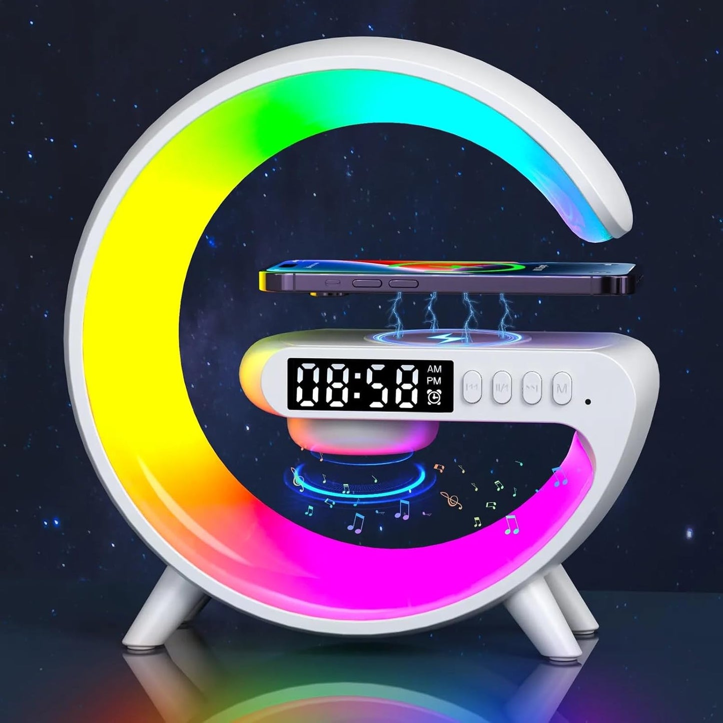 Bluetooth Speaker Wireless Charger Station with Colorful Light