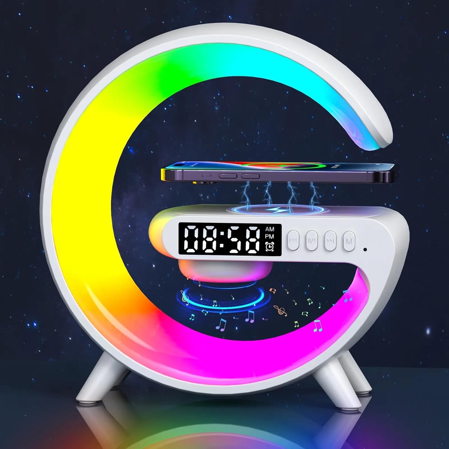 Bluetooth Speaker Wireless Charger Station with Colorful Light
