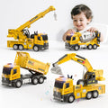 4 Pack 1:40 Construction Truck Toys for Toddlers - Light & Sound