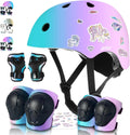 Sticker Adjustable Color Gradient Bike Kids Toddler Helmet and Pads is